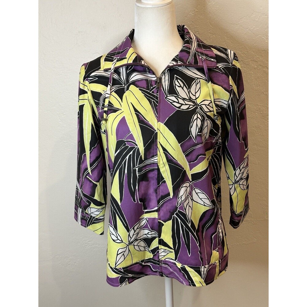 NWT ADDITIONS BY CHICOS Miami Jungle Claire Full Zip Jacket Size 0 / Small A2168